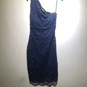 One Shoulder Blue Dress!